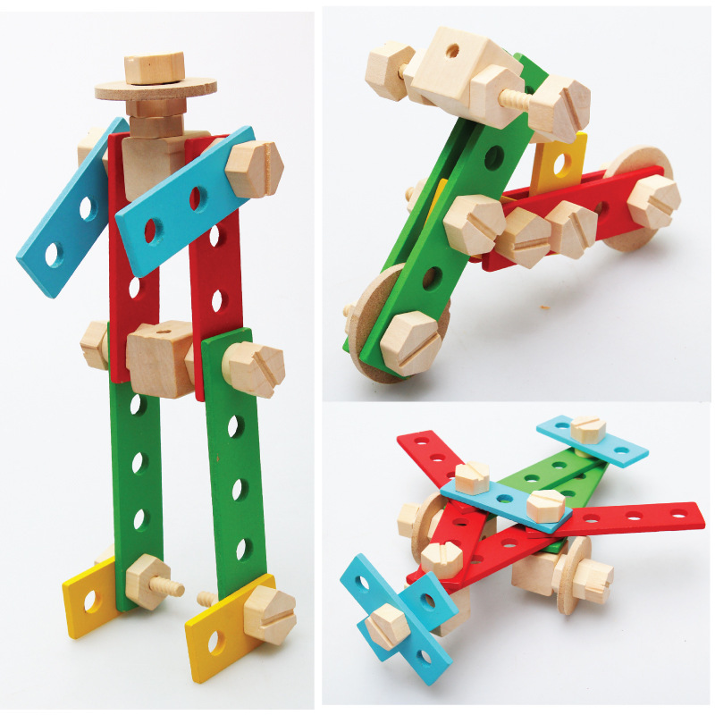 儿童益智玩具木制多功能百变螺母组合玩具智力拼拆玩具