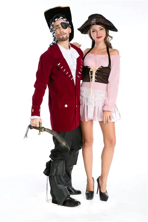2014年万圣节新款加勒比海盗男女情侣服装角色扮演情侣海盗装