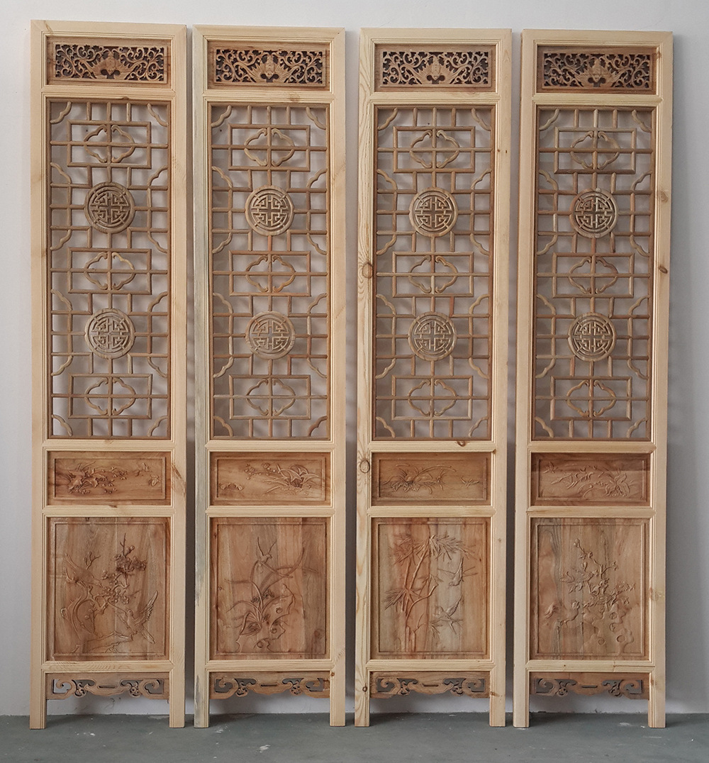 南马 新款香樟木雕刻工艺品 屏风精品植物山水花卉木质摆饰批发