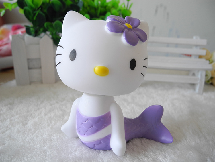 美人鱼hellokitty创意摇头公仔 凯蒂猫车载摆件 汽车用品摆设4色