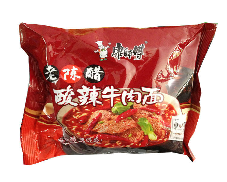 康师傅老陈醋酸辣牛肉面袋装111克方便面批发