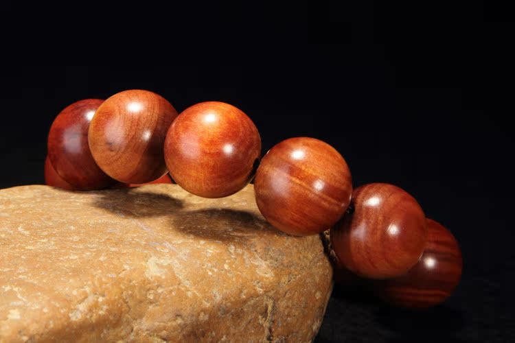 批发血龙木佛珠 印尼红土沉手串 红奇楠手链 男款20mm