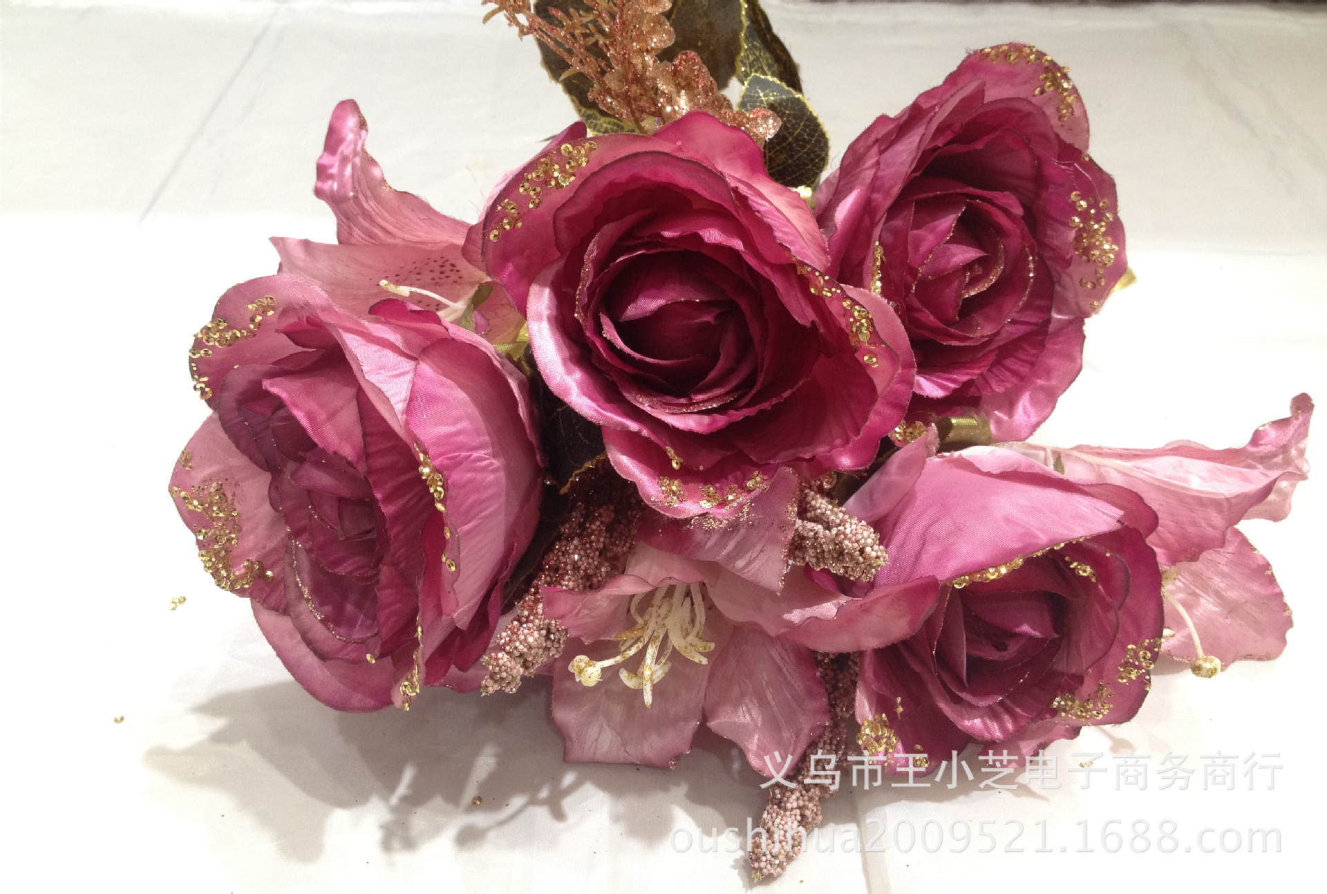 厂家直稍高档欧式仿真花 梦幻英国百玫瑰