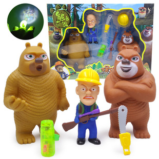 儿童搪塑玩具批发混批光头强熊大熊二熊出没套装发声动漫