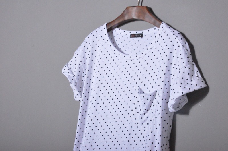 泰禾外贸原单波点纯棉短袖女士t恤批发