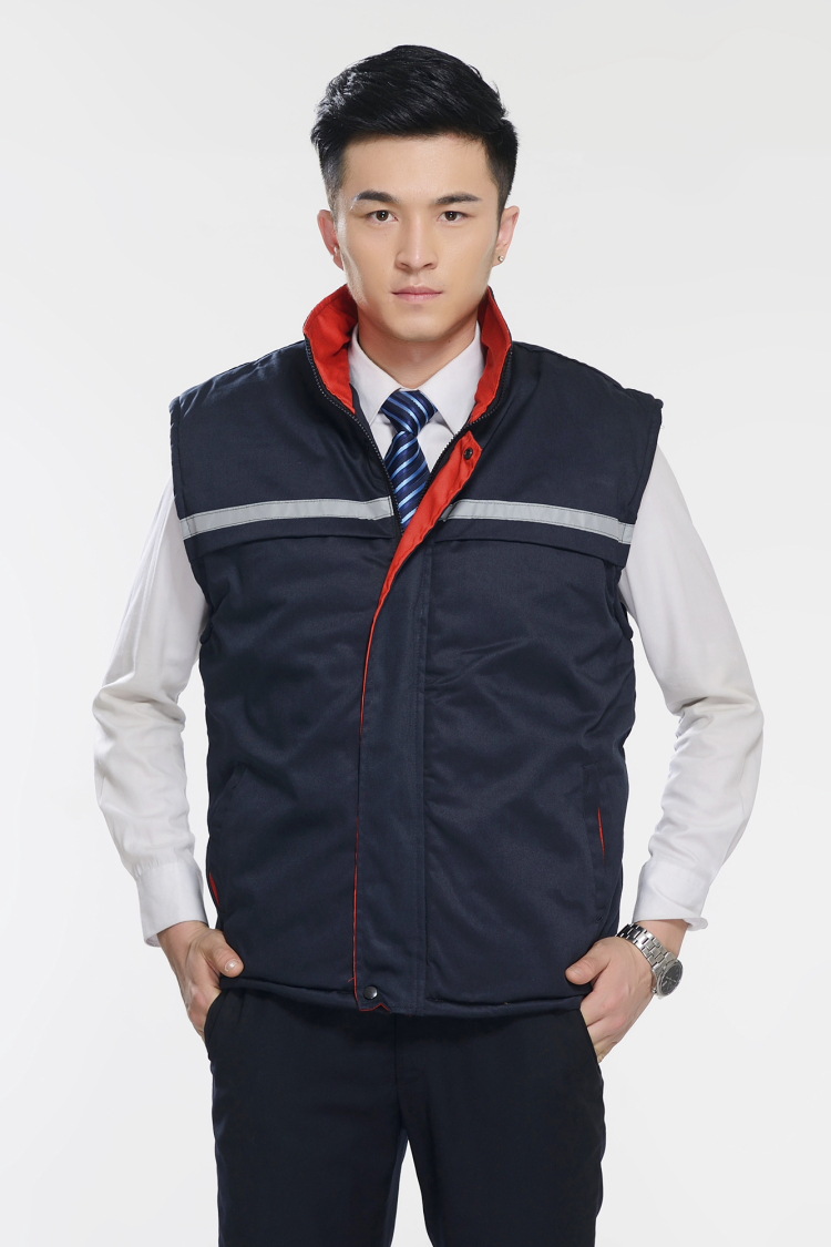 工作服棉马甲棉衣 坎肩无袖反光条 马甲冬季加厚保暖棉服上衣批发