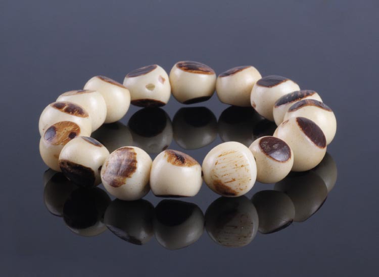 缅甸天然白玉果贝叶棕单圈佛珠小佛眼白菩提根手串阴阳白玉菩提子