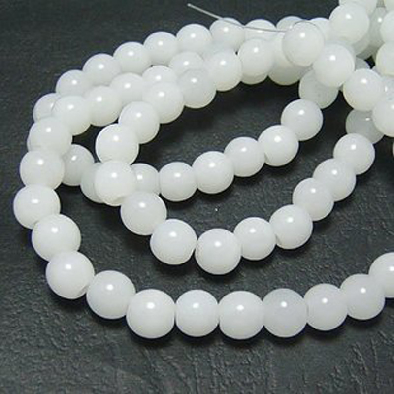 合成玉光面圆珠4/6/8/10mm 玻璃珠(透白)200颗 diy饰品配件