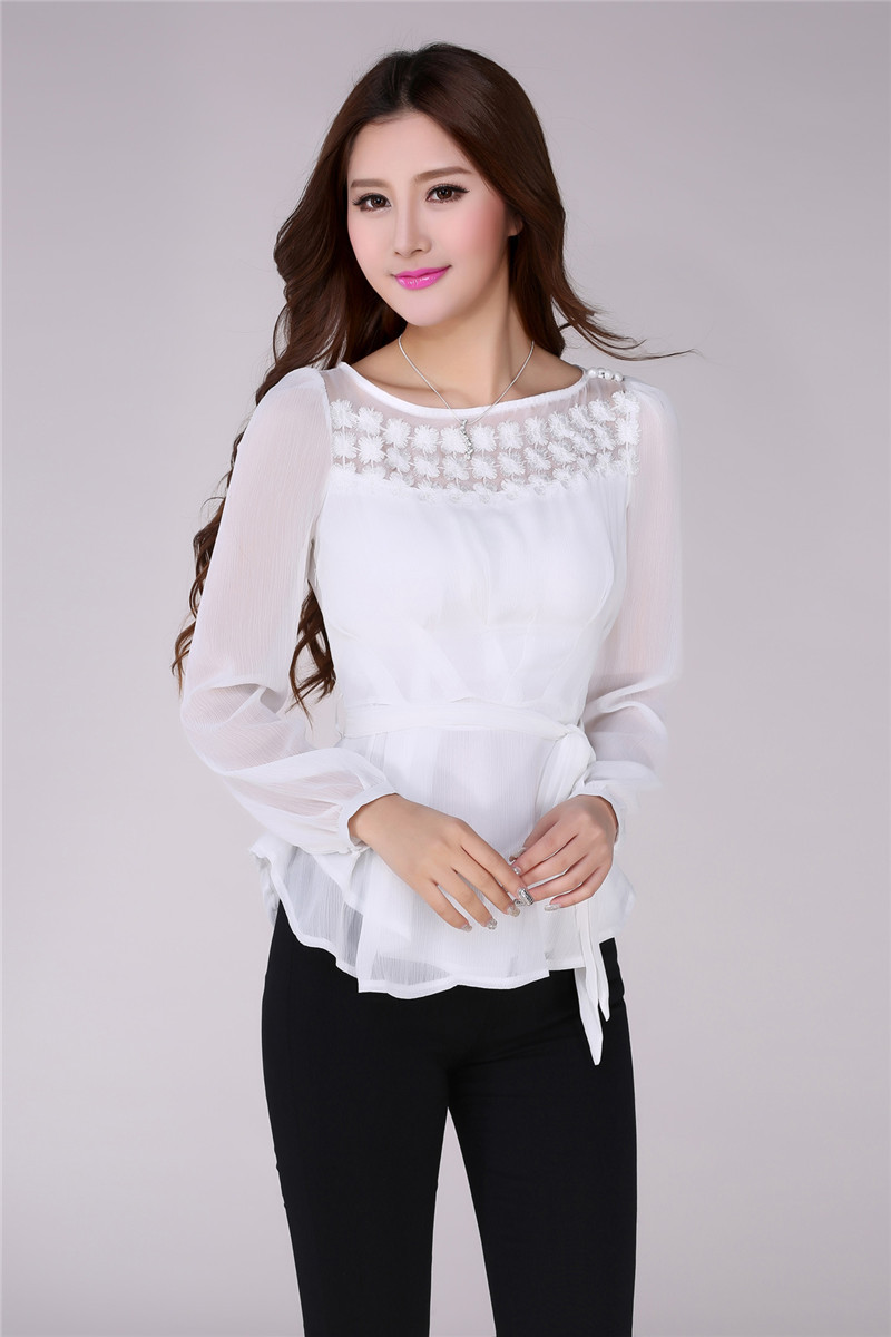 欧美风夏季新款女装纯色雪纺上衣长袖衬衫修身雪纺打底衫213