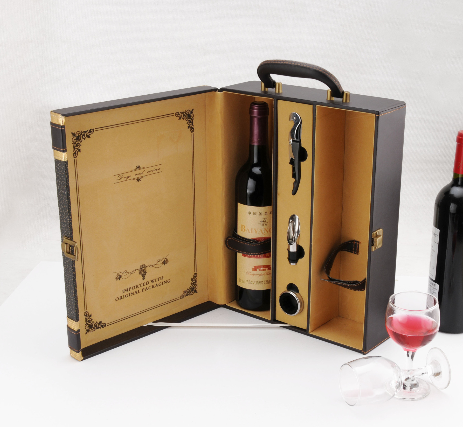 【歌者】精美双支酒盒 红酒盒 高档酒盒 洋酒盒 皮盒 厂家直销