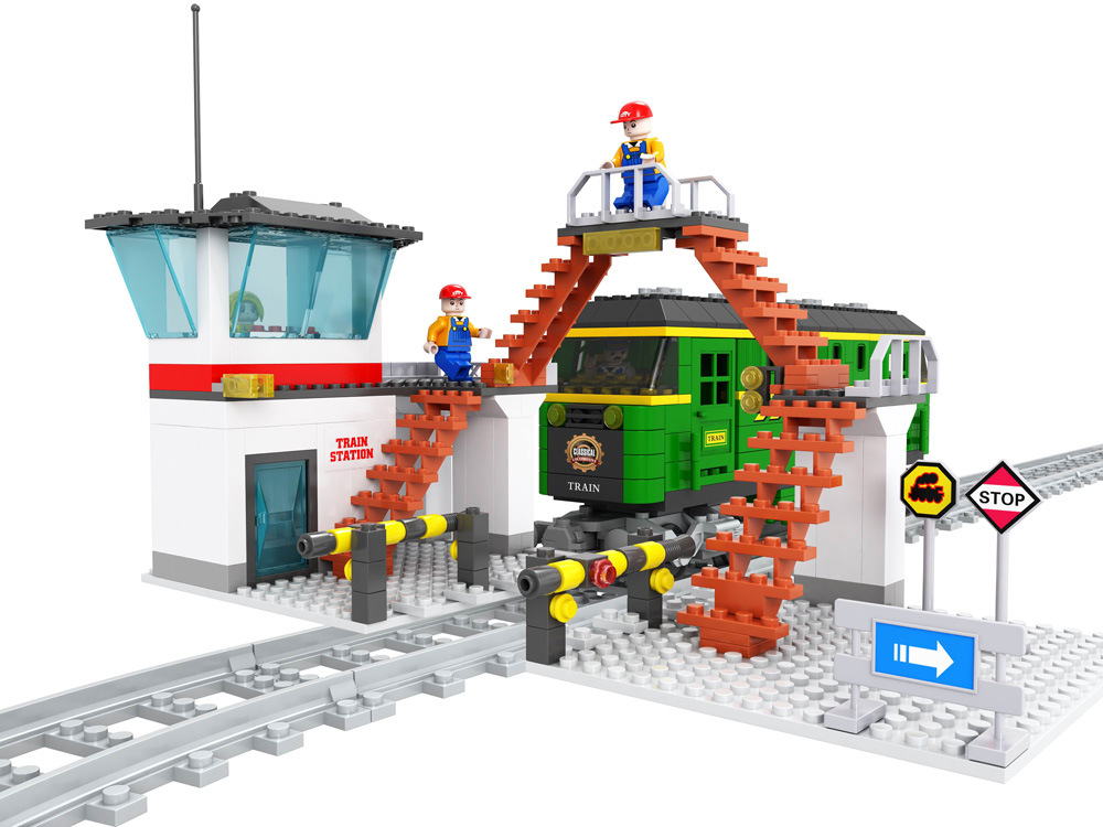 正品奥斯尼ausini25111拼装积木火车玩具塑料积木1008片儿童玩具_益智