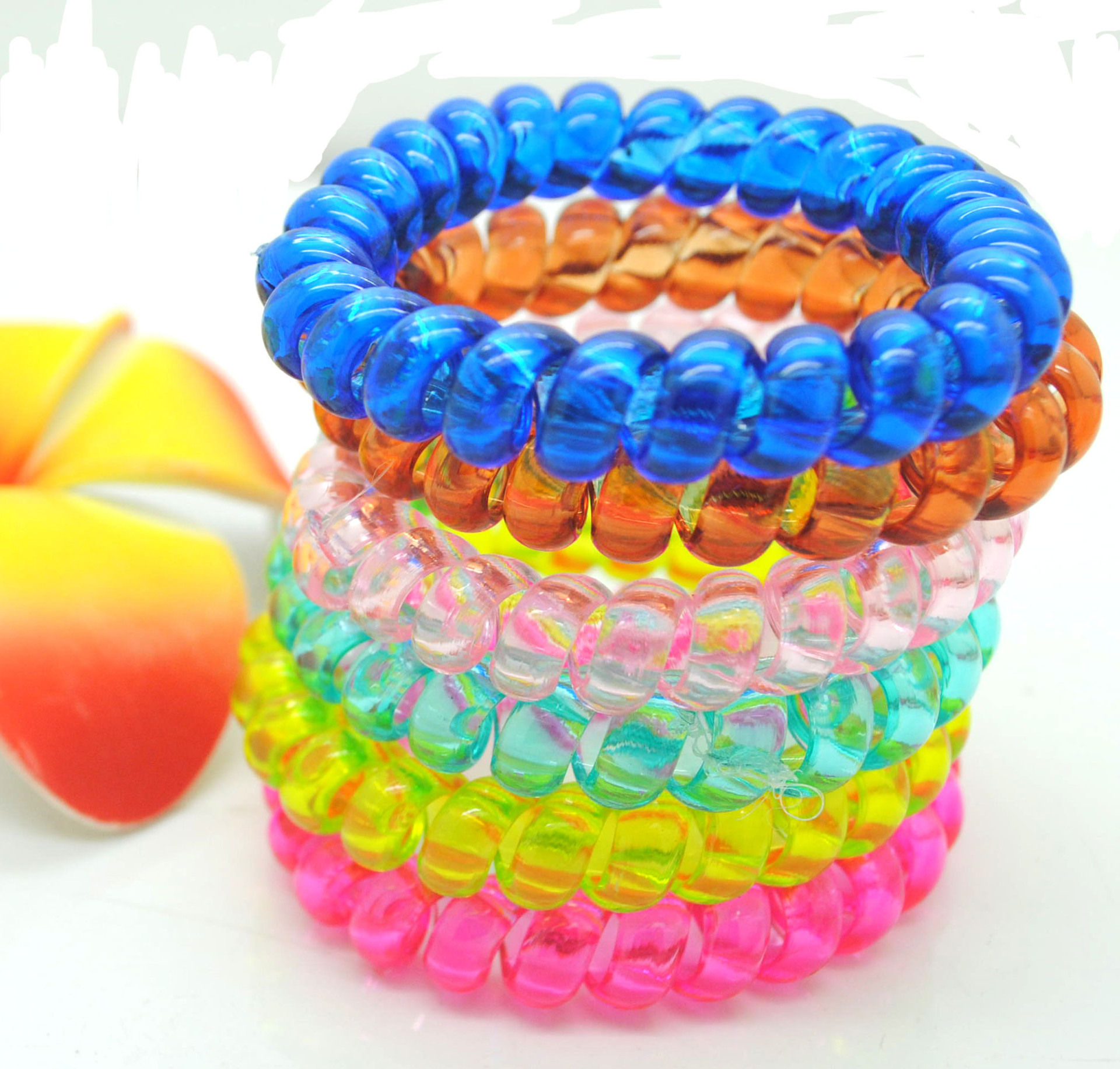 糖果色透明电话线发圈大号头绳发绳