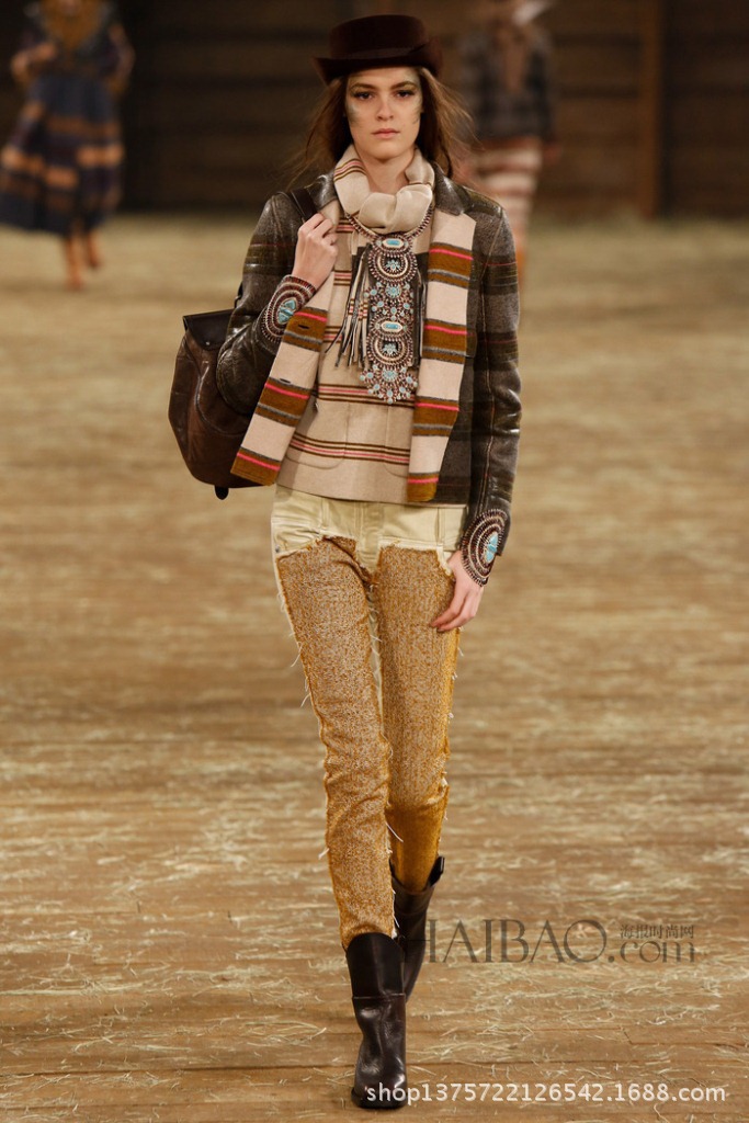 2014欧洲站最新款欧美走秀香家达拉斯黄色牛仔裤长裤一件代发女装