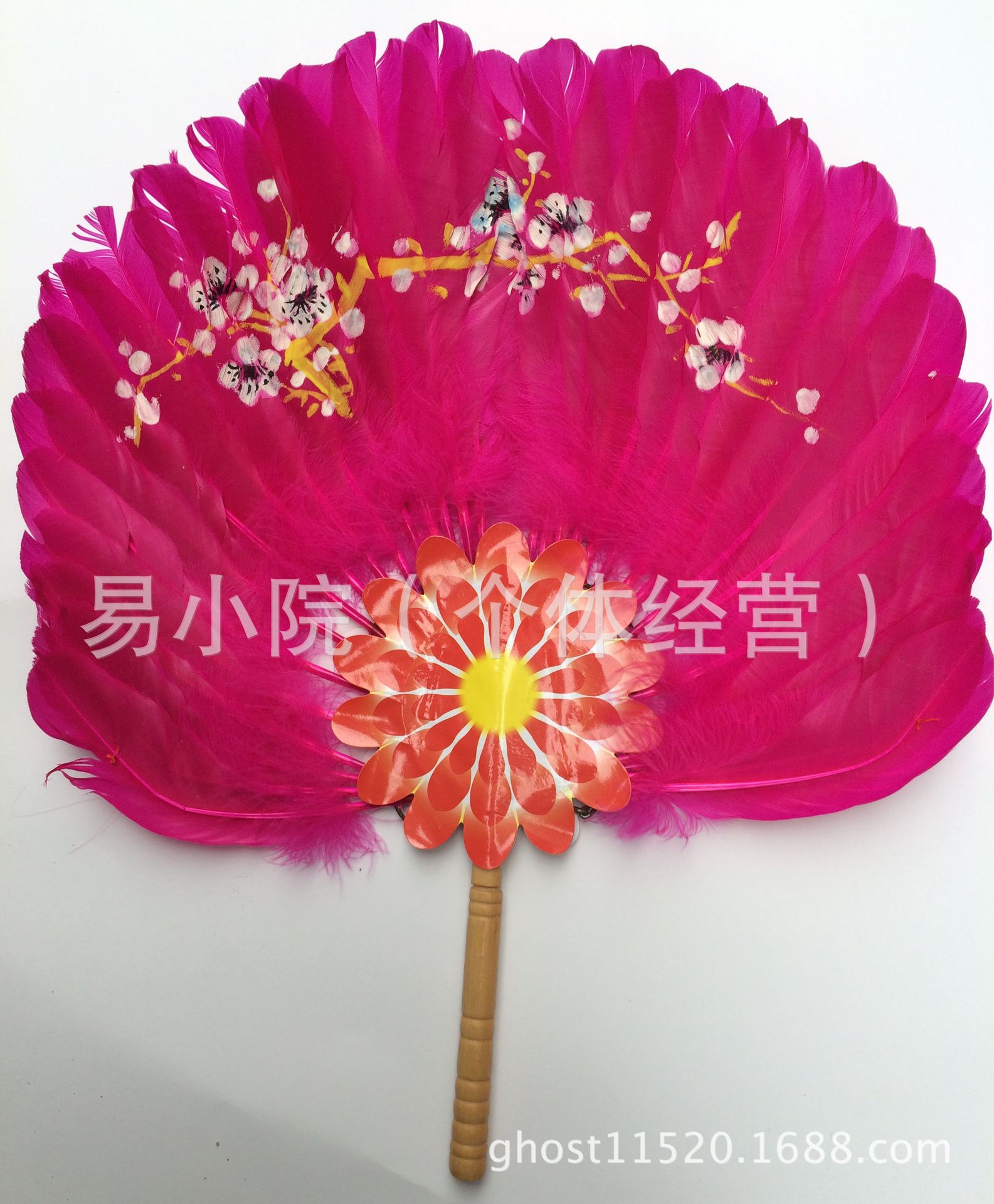 手工艺礼品新奇特羽毛扇国家非物质文化遗产画花毛花扇