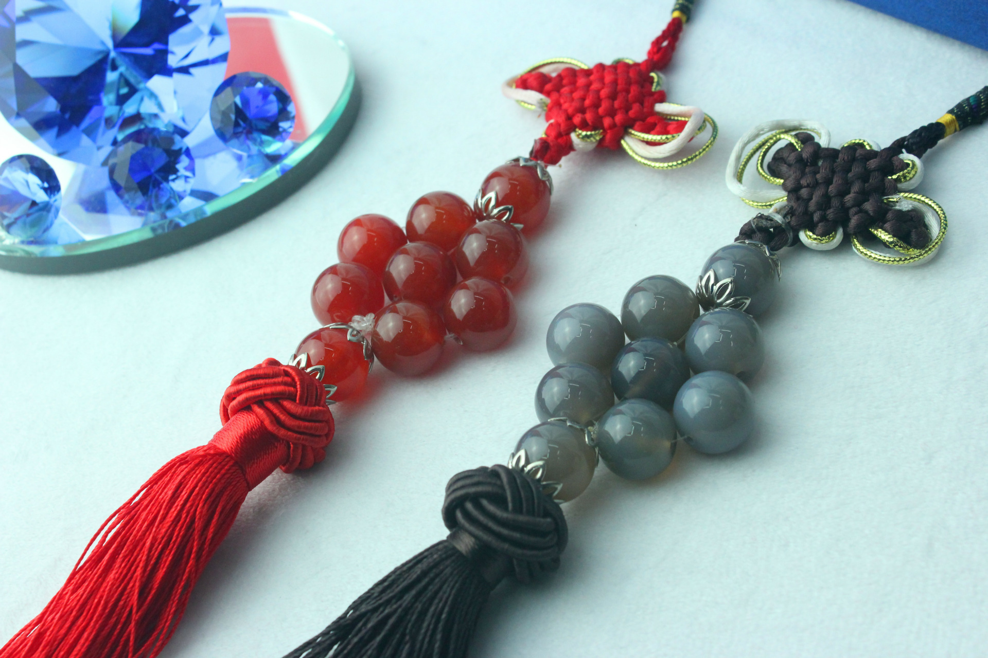 精品推荐 天然玛瑙七星珠汽车挂件 中国结