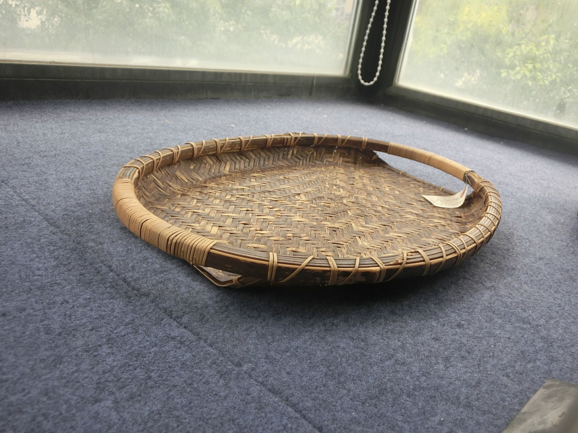 竹制编织茶盘 手工编织水果盘 手工工艺品