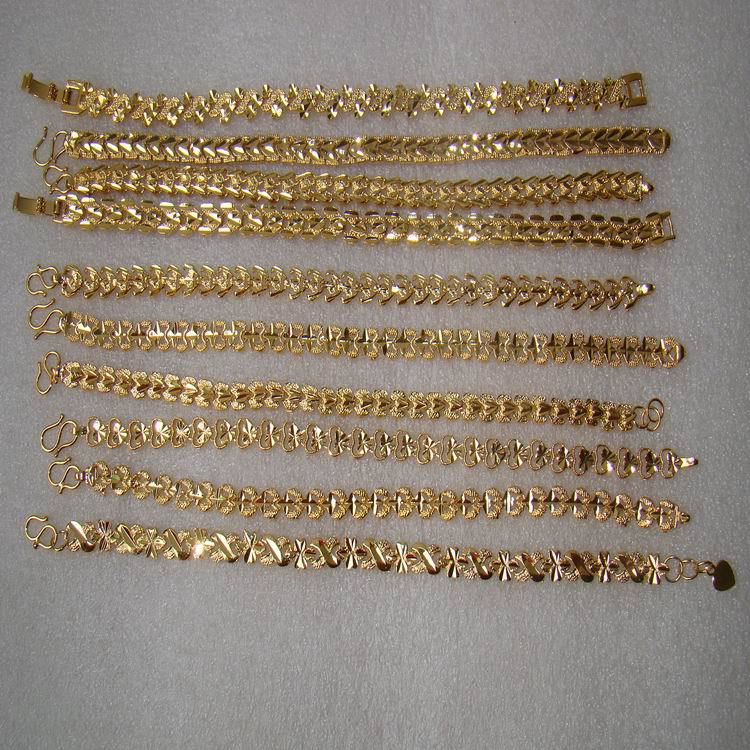 浙江金华黄铜镀金首饰大风车花手链 火烧金 女款 沙金手链 专柜款黄铜