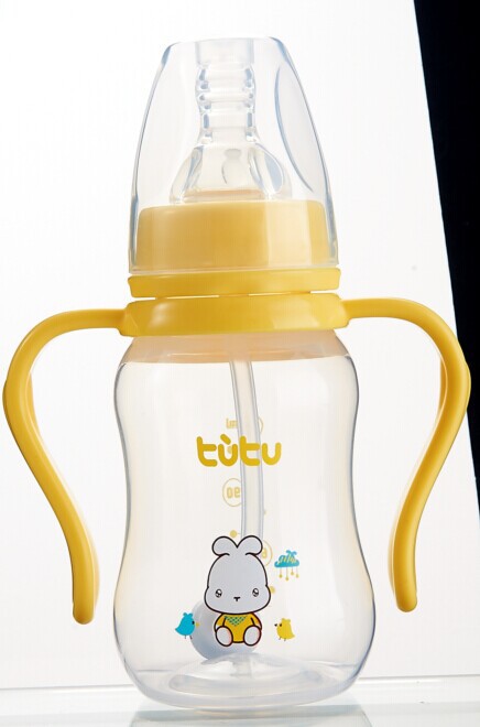 (tutu兔兔品牌)120ml双色手柄小圆弧自动奶瓶/pp圆弧奶瓶