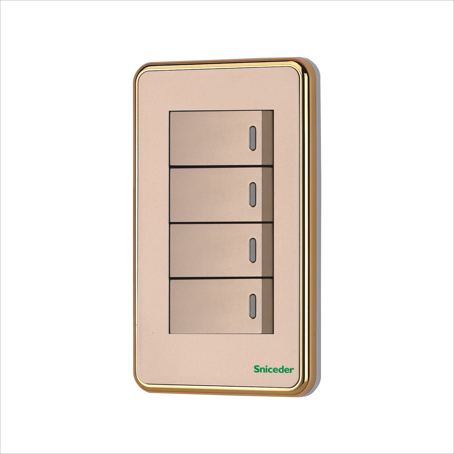 施耐德电工墙壁开关 r5香槟金系列 四联双控开关 118型 图片_高清大图