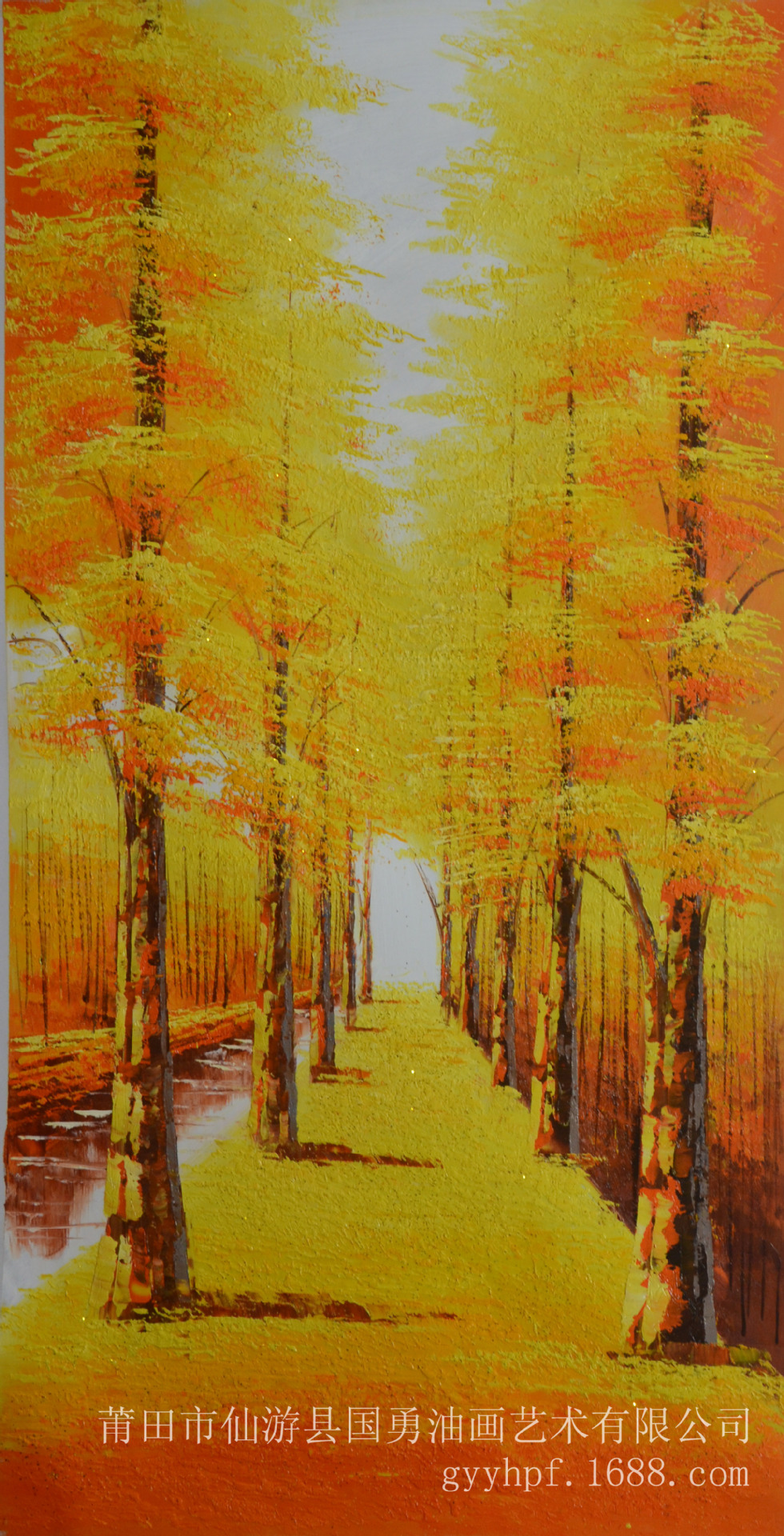 【国勇油画】厂家直销 风景油画 黄金大道装饰画