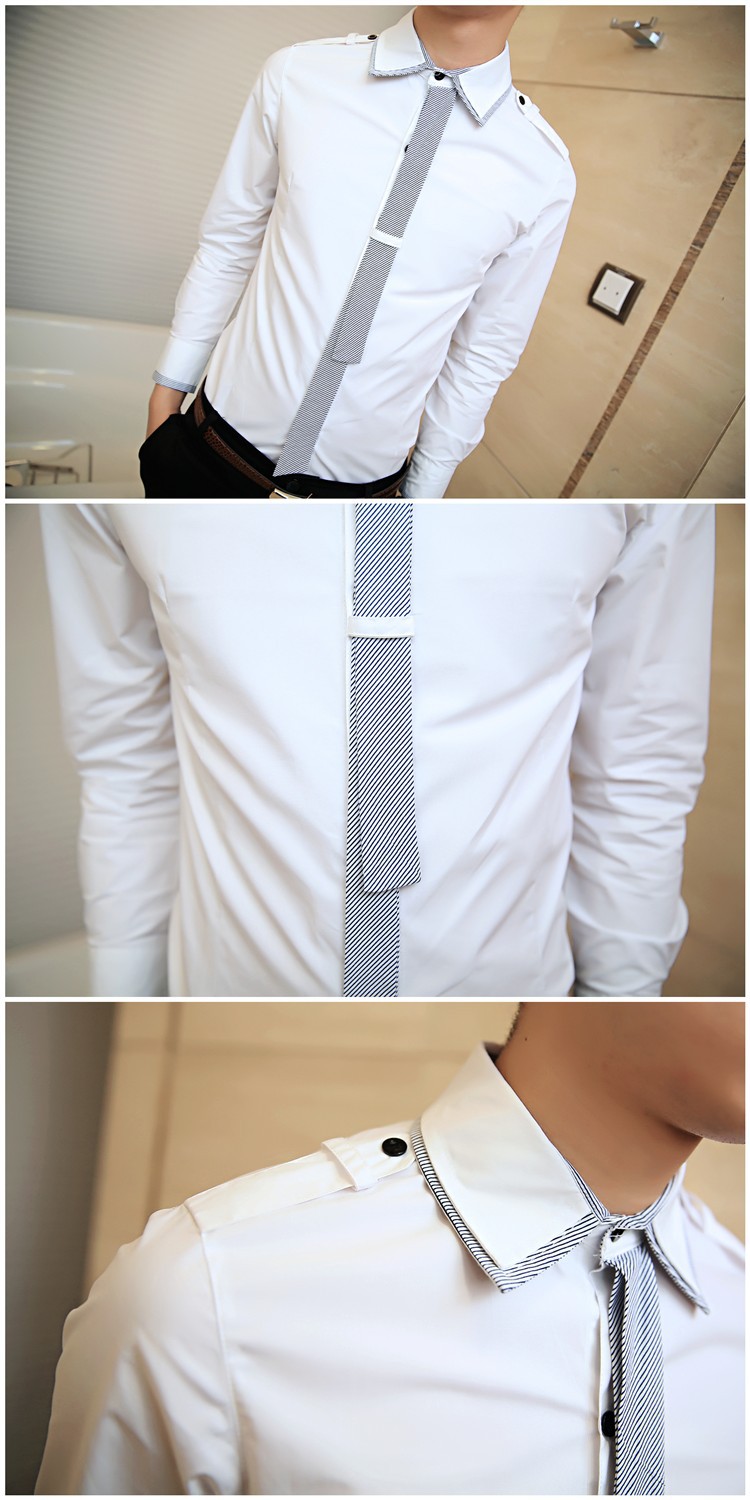 2014新款男士长袖衬衫 假领.