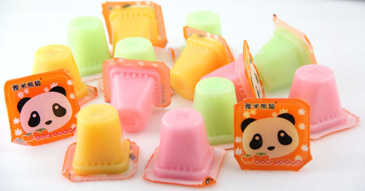 台湾进口休闲零食 雅米熊猫果肉布丁果冻 480g 1*15包