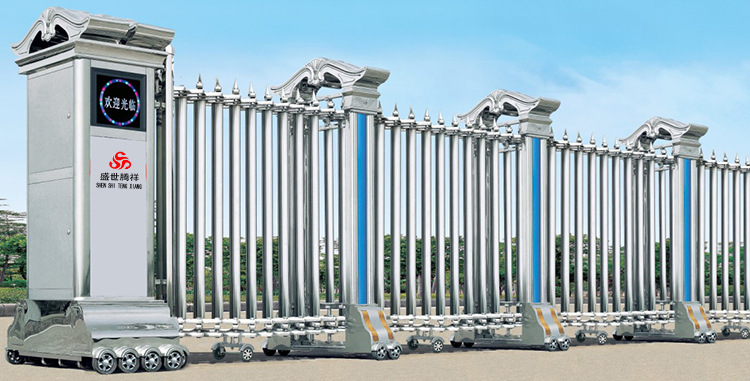 电动伸缩门配件 铁艺围墙不锈钢别墅工程工厂折叠推拉移大门-xy