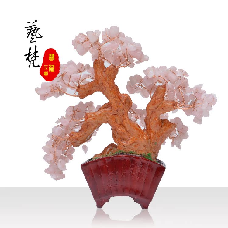 批发树脂工艺品天然水晶招财树办公室桌面摆件招财开运中国风礼物
