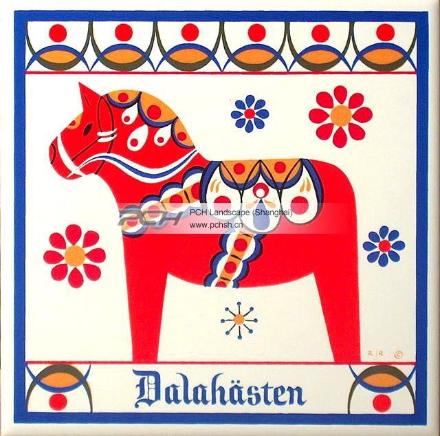 2米彩绘玻璃钢雕塑马,瑞典达拉马雕塑,红色彩绘马雕塑图片_14