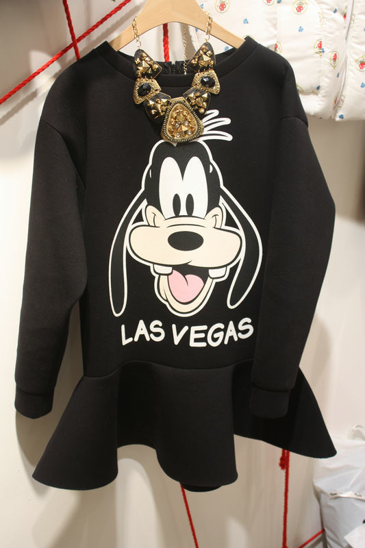 韩国代购同款 太空棉荷叶裙摆卡通高飞狗太空狗蓬蓬连衣裙8003