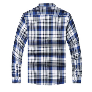 新款品牌男士正品长袖衬衣 男式休闲衬衫 七牌格子衬衫长袖