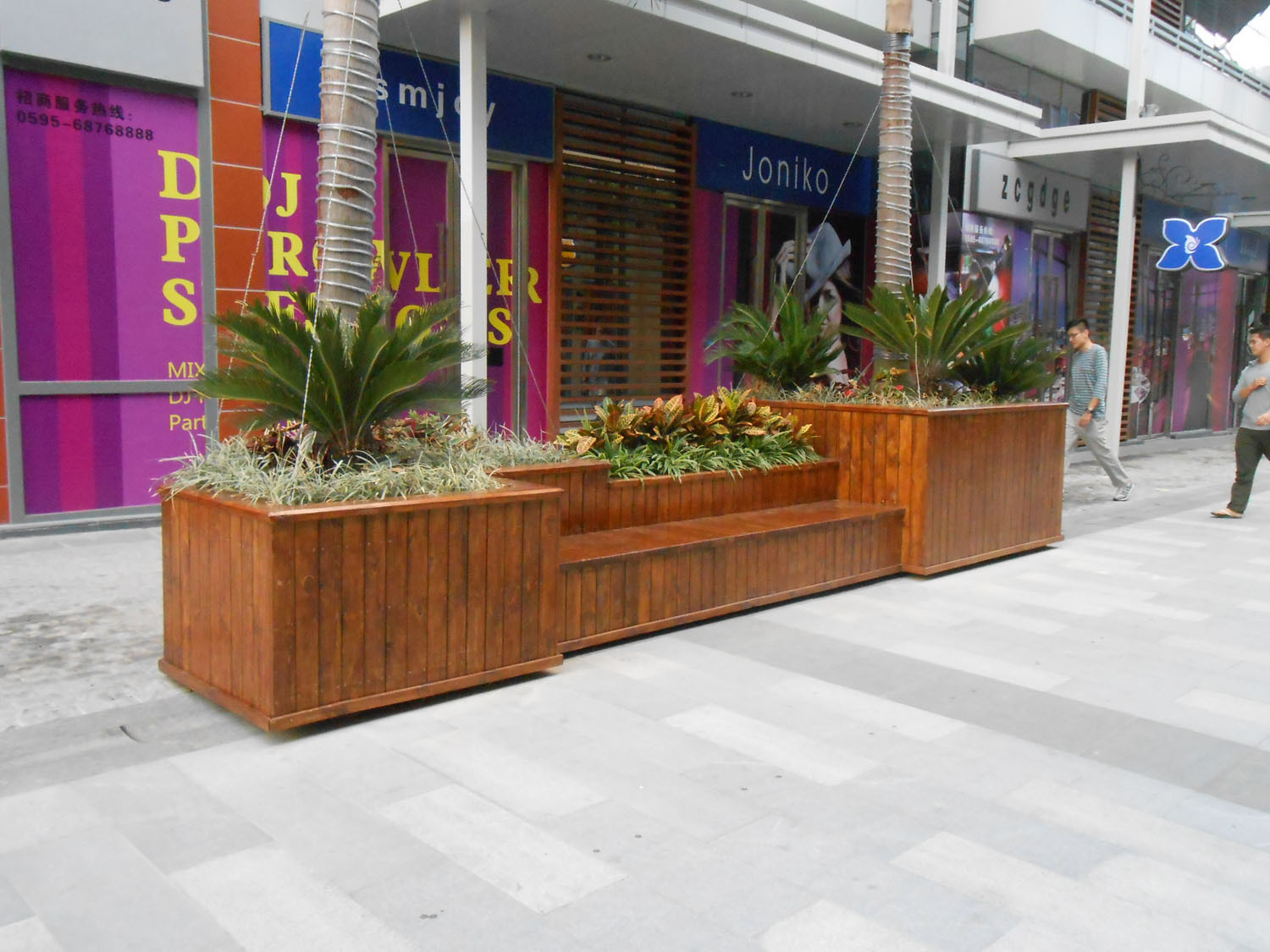 防腐木花箱花车庭院花架木制花车花盆小区花箱户外种植箱景观家具