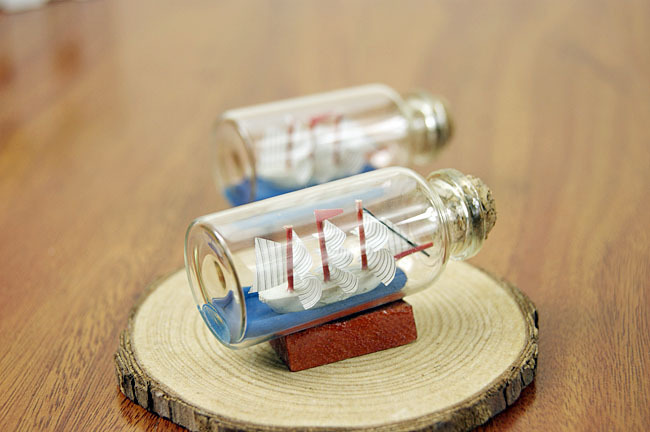 两款瓶装帆船小号漂流瓶 地中海风格装饰内有帆船的玻璃瓶小商品