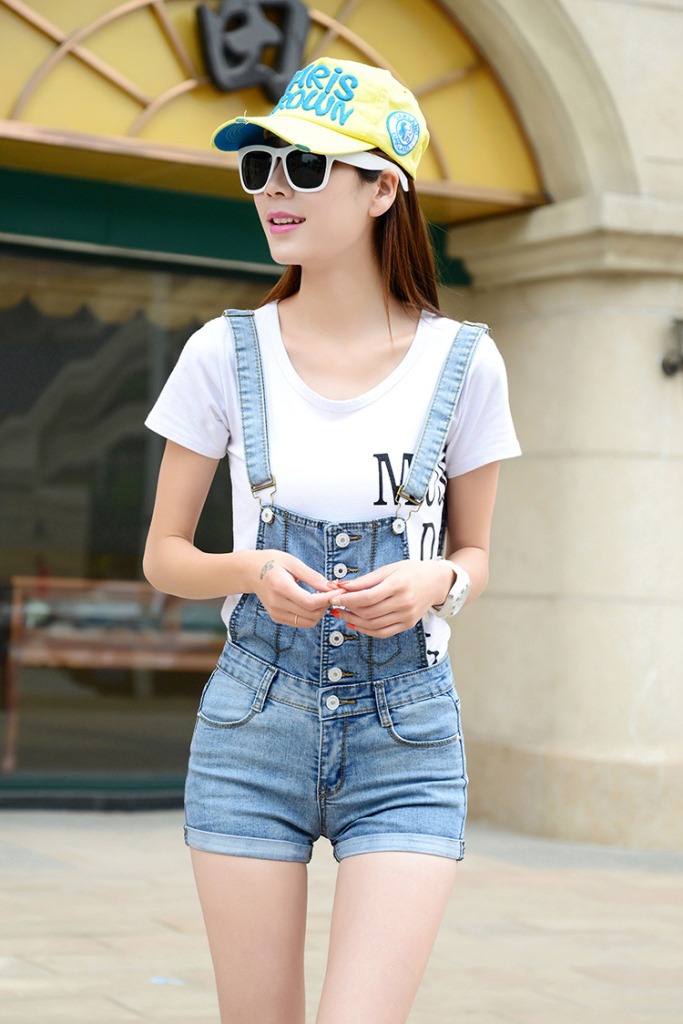 女式牛仔短裤批发 夏季爆款牛仔短裤货源网店代发背带短裤3551