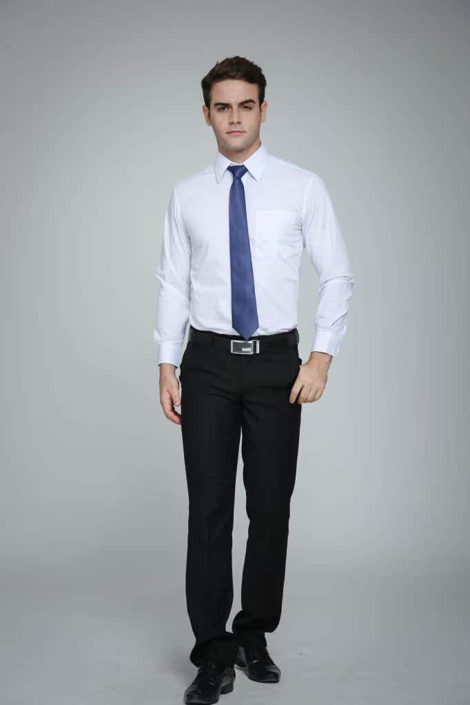 2014新款男装白色男士衬衫男长袖韩版修身衬衣商务寸衫棉
