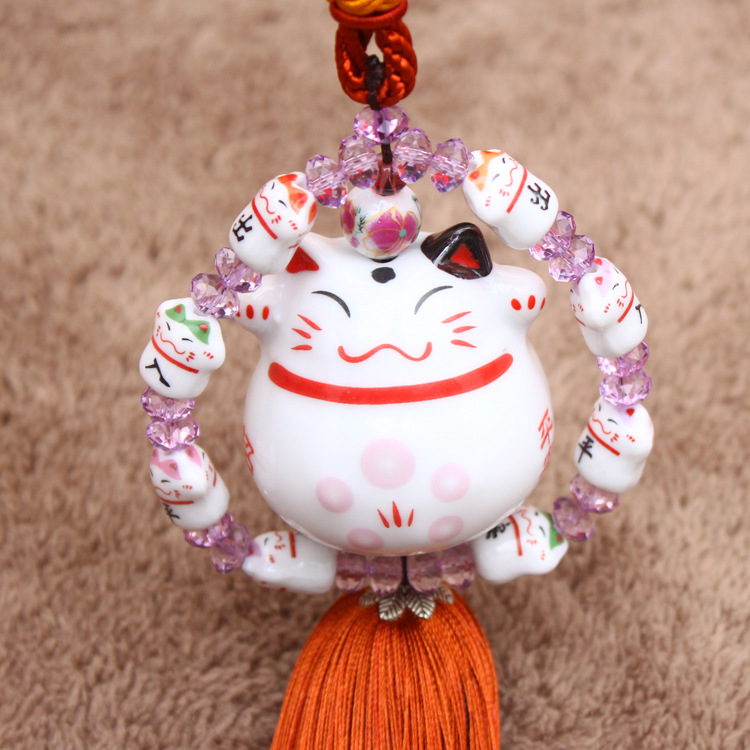 招财猫 新款 平安 汽车挂件 陶瓷 车挂 汽车内饰 汽车用品