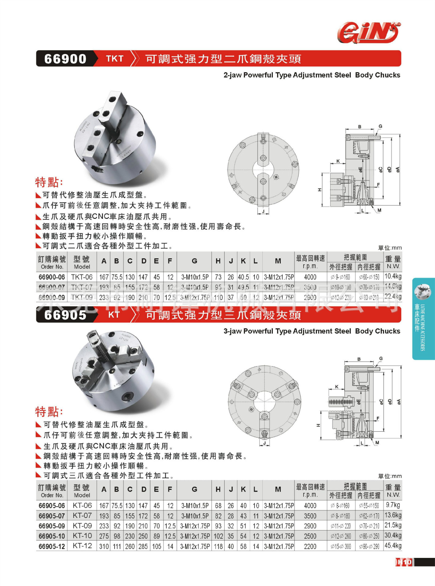 台湾精展tkt/kt可调强力二爪钢毂卡盘 车床可调三爪强力钢毂卡盘