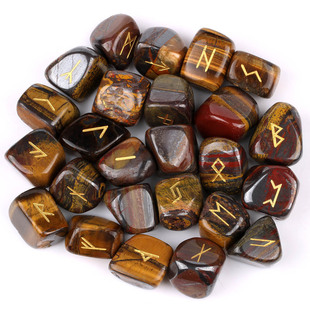 现货批发 天然石头工艺礼品 外贸流行刻字占卜石 虎眼石