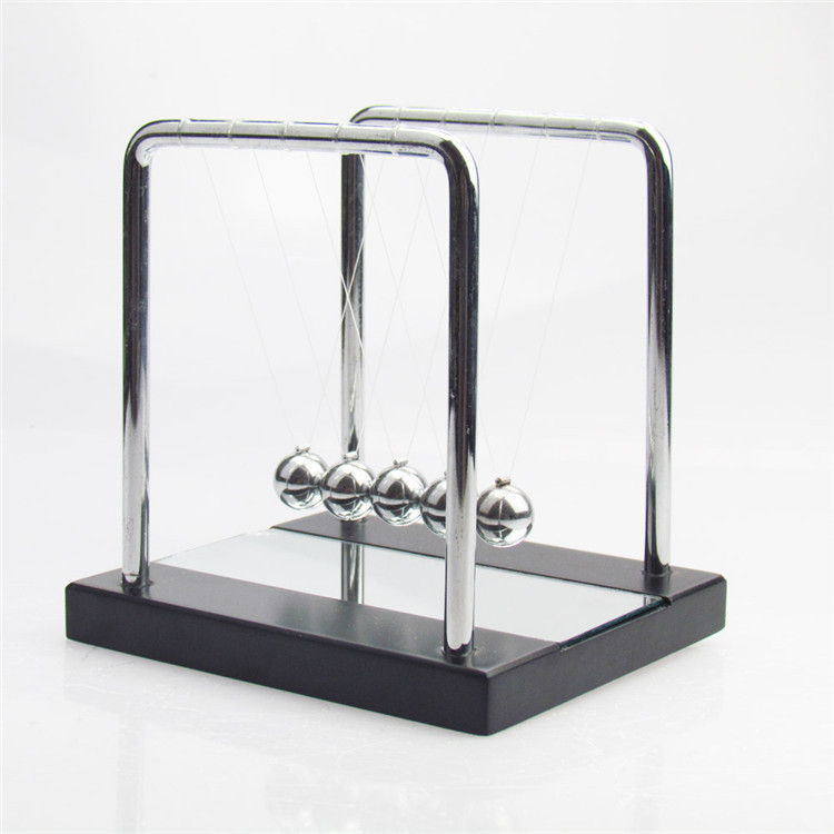 带镜子--中号实木金属牛顿单摆撞撞球永动碰碰球礼品摆件能量守恒