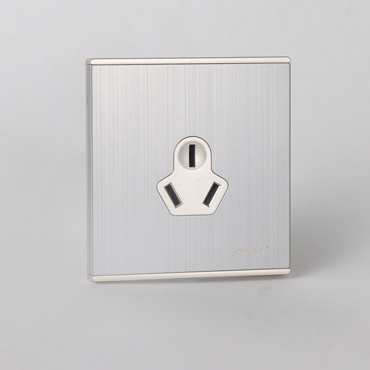 西蒙墙壁开关插座面板银色拉丝16a空调插座