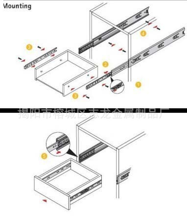 滚轮式抽屉滑轨安装图图片