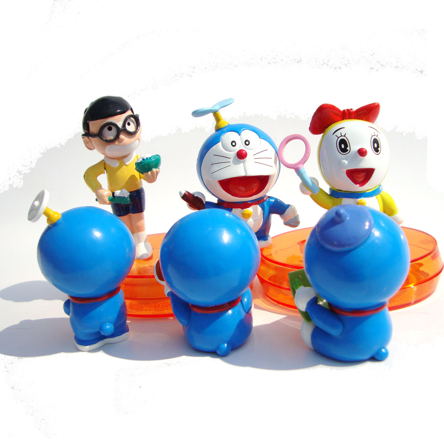 卡宝 满包邮刷牙大雄叮当公仔 机器猫手办摆件