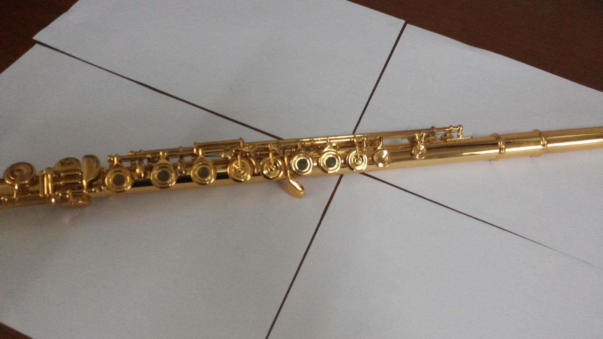 高档演奏级考级长笛 c调e键17孔开孔 仿金 漆金 乐器 漆金长笛