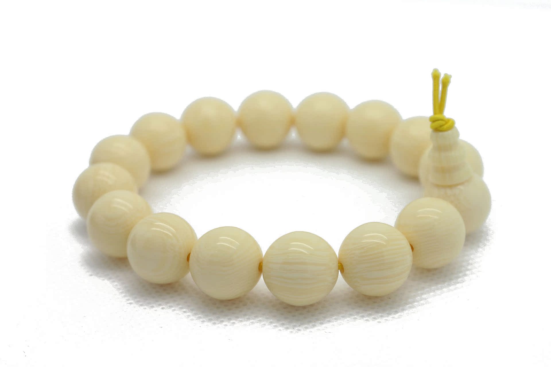 供应高仿象牙葫芦头佛珠手串 珠径13mm仿河马牙佛珠手链批发