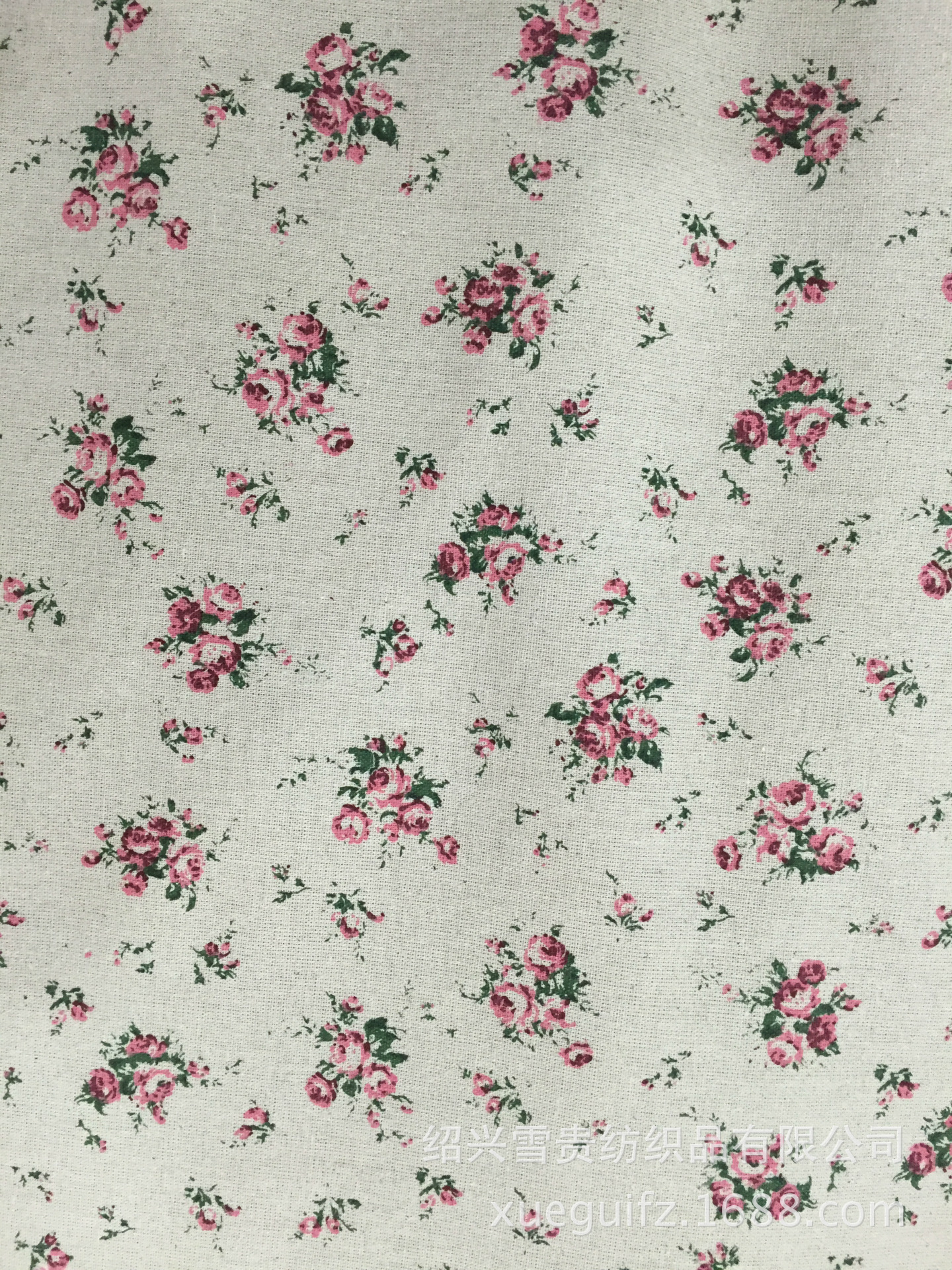 现货供应 小碎花印花棉麻布 diy原色印花棉麻布厂家直销