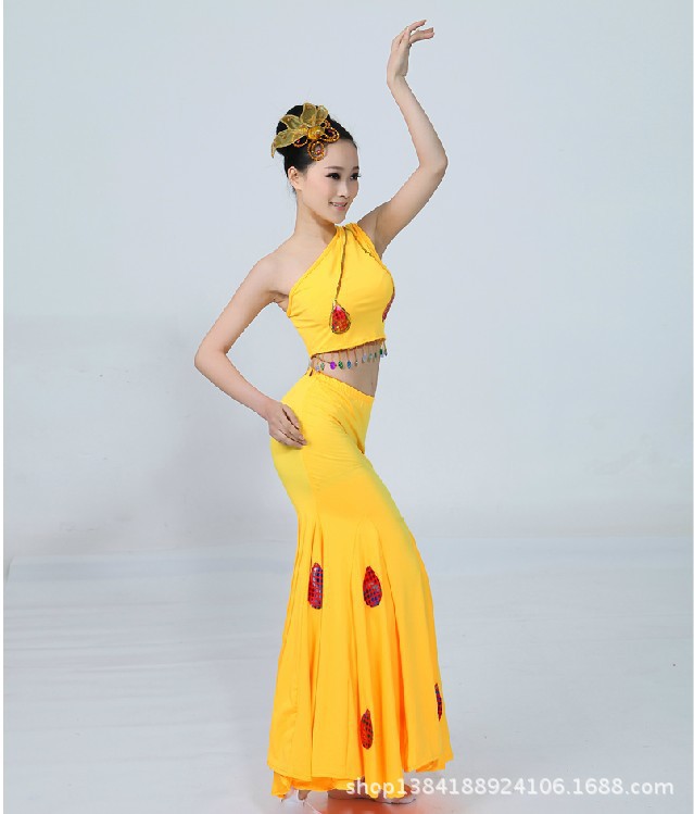 新款特价傣族舞蹈演出服装孔雀舞蹈服装女傣族裙子表演服饰鱼尾裙