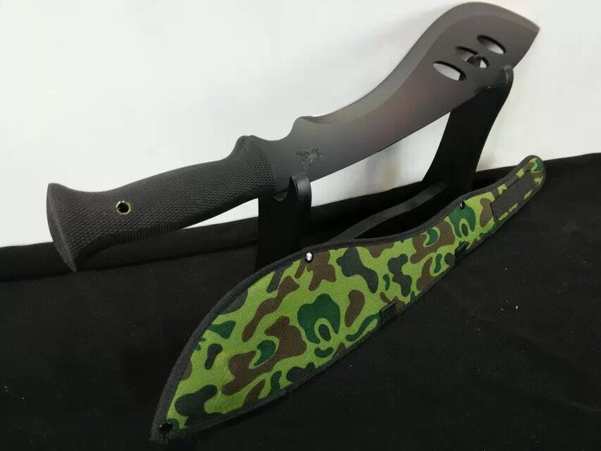 新款三眼黑面尼珀尔 龙泉刀 户外开山野营 短柄刀 一体刀 未开刃