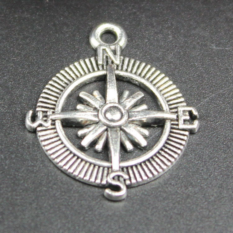 wp1524 diy合金手链服饰配件 镀古银指南针船锚船舵配件