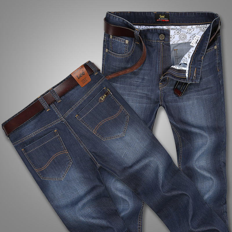 2015春夏jus lee牛仔裤男式薄款 韩版直筒修身大码蓝色外贸单8812