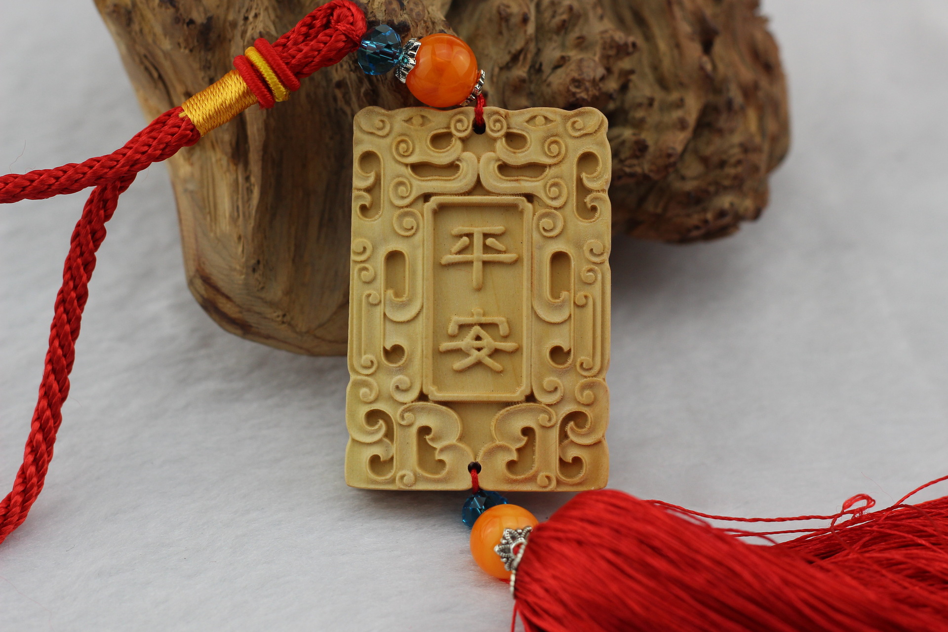 精品黄杨木车挂 平安无事牌 原木雕刻车内装饰 饰品挂件 厂家直销